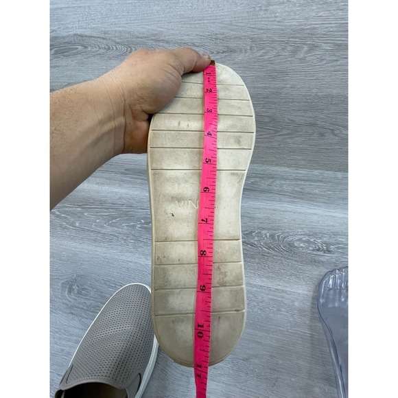 Vince‎ Blair Women's Sneaker Gray 9.5 Perforated Leather Slip-On Casual Shoes - Picture 10 of 11